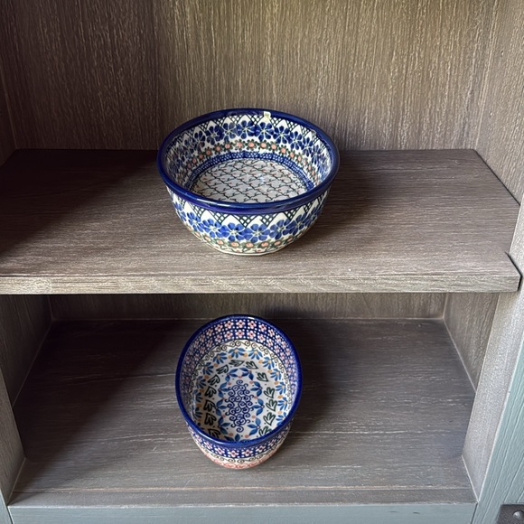 Ceramika Artystyczna- Colorful Ceramic Oval Dishes, Hand Made in Poland Set of 2 - Picture 2 of 11